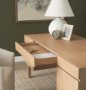 71289 - Trellyn Light Brown Solid Wood Carved Woven Desk