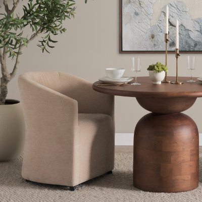 71319 - Sondra Beige Performance Fabric Upholstered Club Dining Chair
