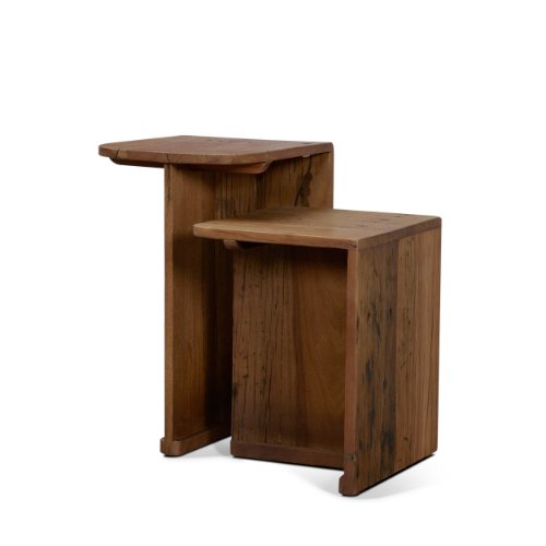 71406 - Lucan Mid-Dark Brown Reclaimed Wood Side Tables