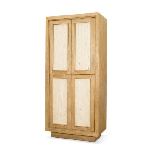 71379 - Valterra Light Brown Wood w/ Travertine 4 Door Tall Cabinet