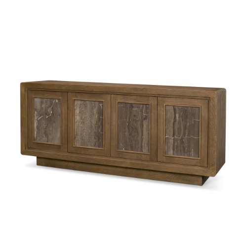 71410 - Valterra Dark Brown Wood w/ Cappuccino Marble 4 Door Sideboard