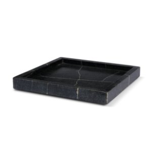 Stratus Black Marble Square Decorative Tray