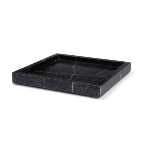 71493 - Stratus Black Marble Square Decorative Tray