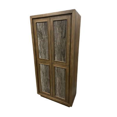 71378 - Valterra Dark Brown Wood w/ Cappuccino Marble 4 Door Tall Cabinet