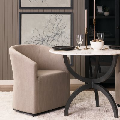 71320 - Sondra Gray Performance Fabric Upholstered Club Dining Chair