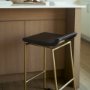 67852 - Givens 24.25"H Brown Wood Seat Gold Metal Frame Stool