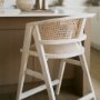 68496 - Tabitha 26.75" Seat Height Beige Fabric/Rattan Seat Blonde Wood Frame Counter Stool
