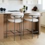 68561 - Parker II Beige Fabric Seat Gun Metal Grey Metal Counter Stool