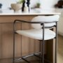 68561 - Parker II Beige Fabric Seat Gun Metal Grey Metal Counter Stool