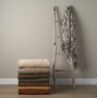 71450 - Pendle Cream w/ Woven Black Plaid Pattern Cotton Throw Blanket