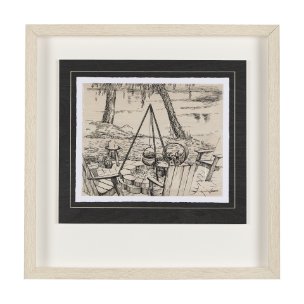 Fireside I by Mercana Studio a Hand Embellished Textured Framed Art Print Matted under Glass