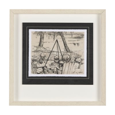 14711 - Fireside I by Mercana Studio a Hand Embellished Textured Framed Art Print Matted under Glass