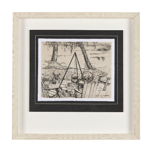 14711 - Fireside I by Mercana Studio a Hand Embellished Textured Framed Art Print Matted under Glass