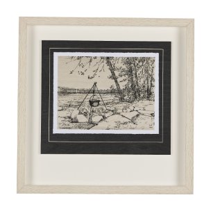 Fireside II by Mercana Studio a Hand Embellished Textured Framed Art Print Matted under Glass