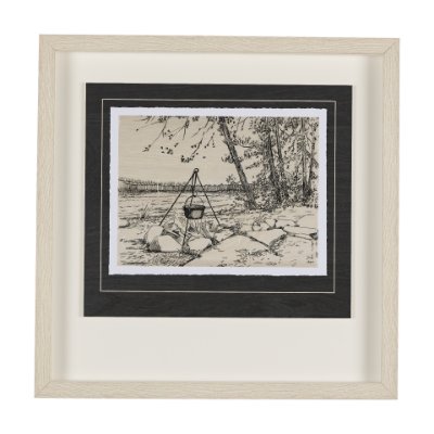 14712 - Fireside II by Mercana Studio a Hand Embellished Textured Framed Art Print Matted under Glass