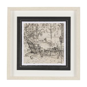 Fireside III by Mercana Studio a Hand Embellished Textured Framed Art Print Matted under Glass