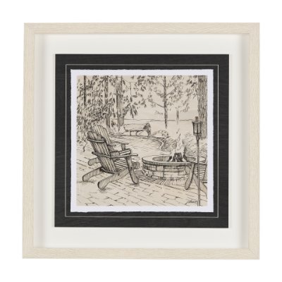 14713 - Fireside III by Mercana Studio a Hand Embellished Textured Framed Art Print Matted under Glass
