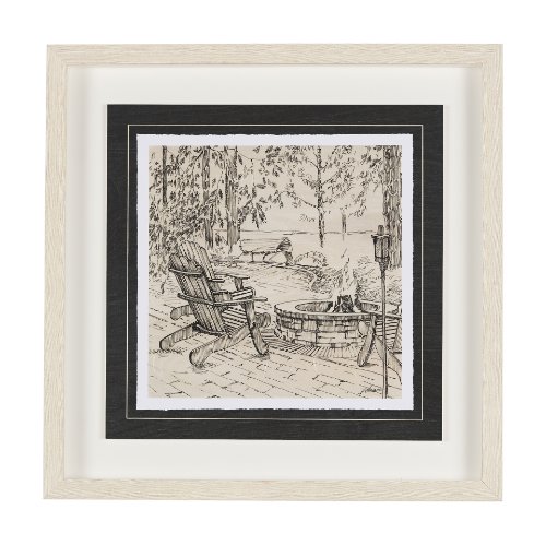 14713 - Fireside III by Mercana Studio a Hand Embellished Textured Framed Art Print Matted under Glass
