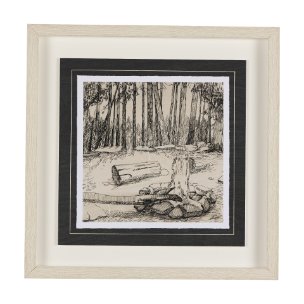 Fireside IV by Mercana Studio a Hand Embellished Textured Framed Art Print Matted under Glass
