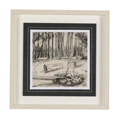 14714 - Fireside IV by Mercana Studio a Hand Embellished Textured Framed Art Print Matted under Glass