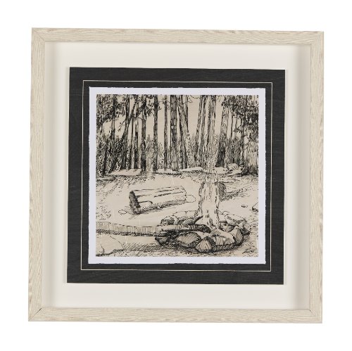 14714 - Fireside IV by Mercana Studio a Hand Embellished Textured Framed Art Print Matted under Glass