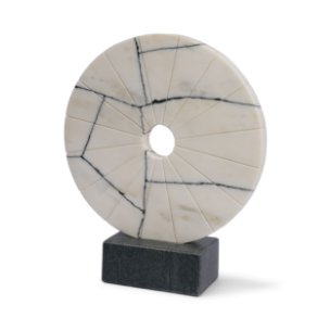 Orin White Marble Round Disc Decorative Object