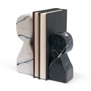 Shadow White & Black Marble Bookends