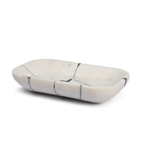71484 - Sintessi Rectangular White Marble Decorative Bowl