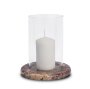 71491 - Bordo Red Marble w/ Glass Hurricane Candle Holder