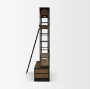 50373-AB - Brodie VIII 57L x 20.5W x 94H Brown Wood Gun-Metal Ladder Four Shelf Shelving Unit