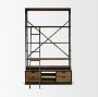 50373-AB - Brodie VIII 57L x 20.5W x 94H Brown Wood Gun-Metal Ladder Four Shelf Shelving Unit