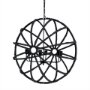 65270 - Ava II (35"x36") Black Metal and Wooden Bead Six Bulb Chandelier 