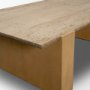 71329-AB - Milos Travertine Top w/ Light Brown Oak Wood Coffee Table