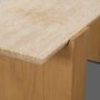 71330-AB - Milos Travertine Top w/ Light Brown Oak Wood Console Table