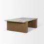 71331-AB - Milos Pink Marble Top w/ Light Brown Oak Wood Coffee Table
