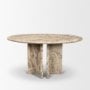 71357-ABC - Rivaro Solid Beige Marble Round Dining Table