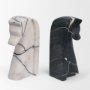 71477 - Cavalli Black and White Marble Horse Bookends