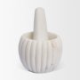 71485 - Cava Ribbed White Marble Mortar & Pestle