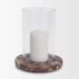 71491 - Bordo Red Marble w/ Glass Hurricane Candle Holder