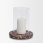 71491 - Bordo Red Marble w/ Glass Hurricane Candle Holder