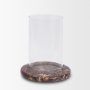 71491 - Bordo Red Marble w/ Glass Hurricane Candle Holder