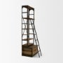 50372-AB - Brodie VII 32L x 22W x 94H Brown Wood Gun-Metal Bracing Four Shelf Shelving Unit