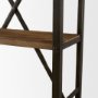 50372-AB - Brodie VII 32L x 22W x 94H Brown Wood Gun-Metal Bracing Four Shelf Shelving Unit