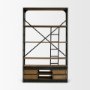50373-AB - Brodie VIII 57L x 20.5W x 94H Brown Wood Gun-Metal Ladder Four Shelf Shelving Unit