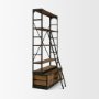 50373-AB - Brodie VIII 57L x 20.5W x 94H Brown Wood Gun-Metal Ladder Four Shelf Shelving Unit