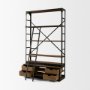 50373-AB - Brodie VIII 57L x 20.5W x 94H Brown Wood Gun-Metal Ladder Four Shelf Shelving Unit