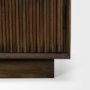71340 - Cinder Distressed Dark Brown Wood Reeded 2-Door Closed Tall Cabinet