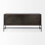 69011 - Arelius 70L x 18.75W x 32H Black-Brown Wood, Black Metal Base w/ 4 Glass Cabinet Doors Sideboard