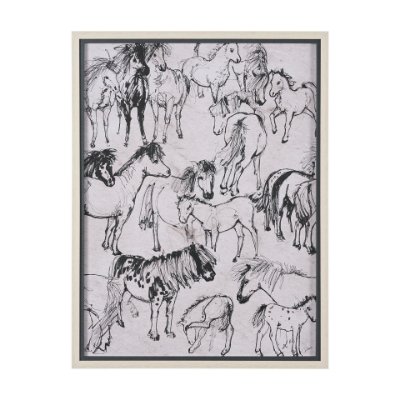 16171 - Pony Sketches I by Mercana Studio Hand-Embellished Framed Artwork Matted under Glass