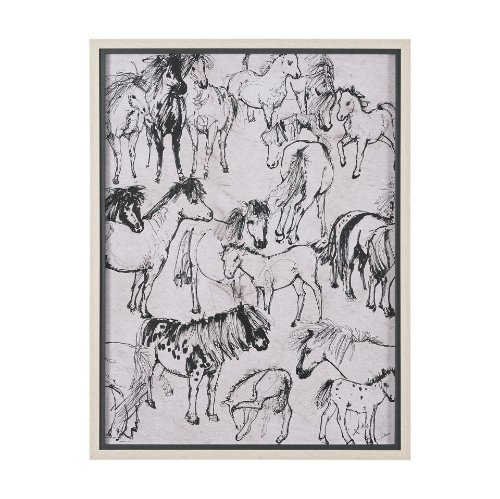 16171 - Pony Sketches I by Mercana Studio Hand-Embellished Framed Artwork Matted under Glass